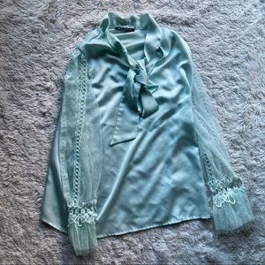 Mint Green Satin Blouse